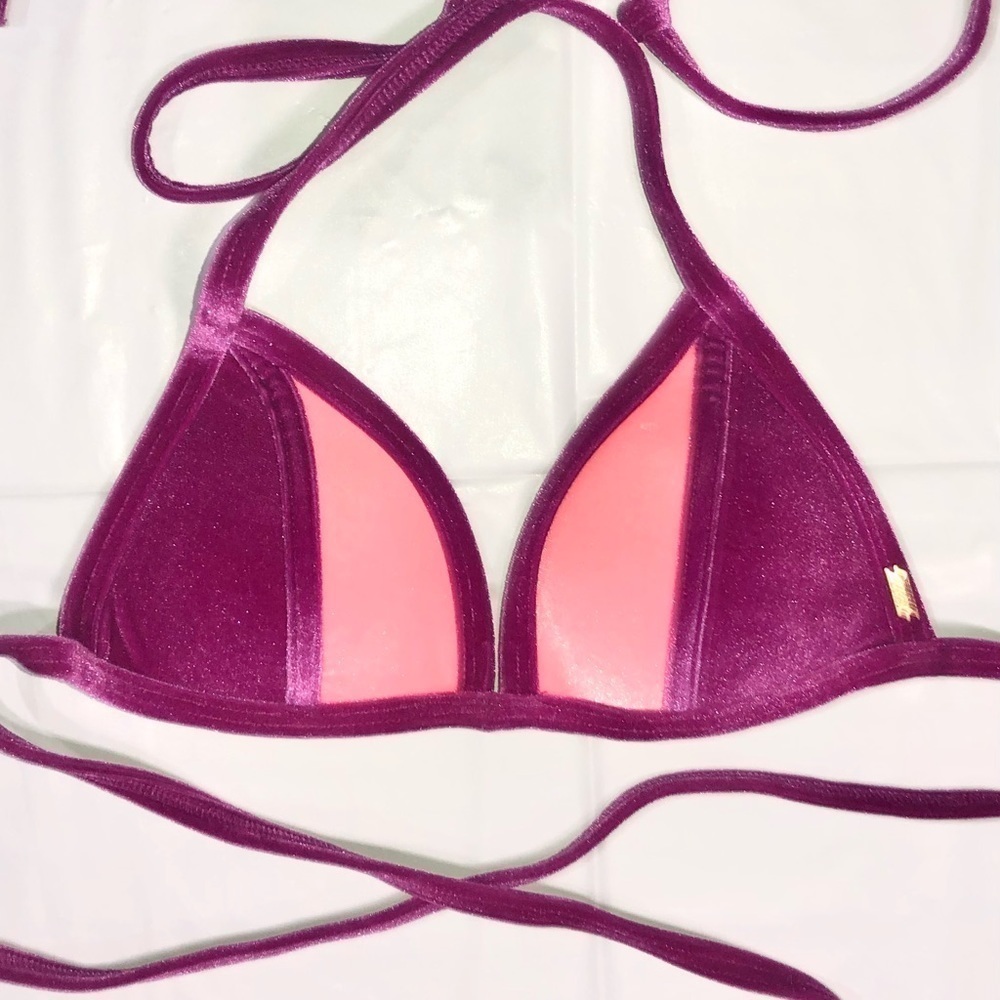 VS Pink Bikini Top Velvet Purple and Coral XS - Picture 5 of 5